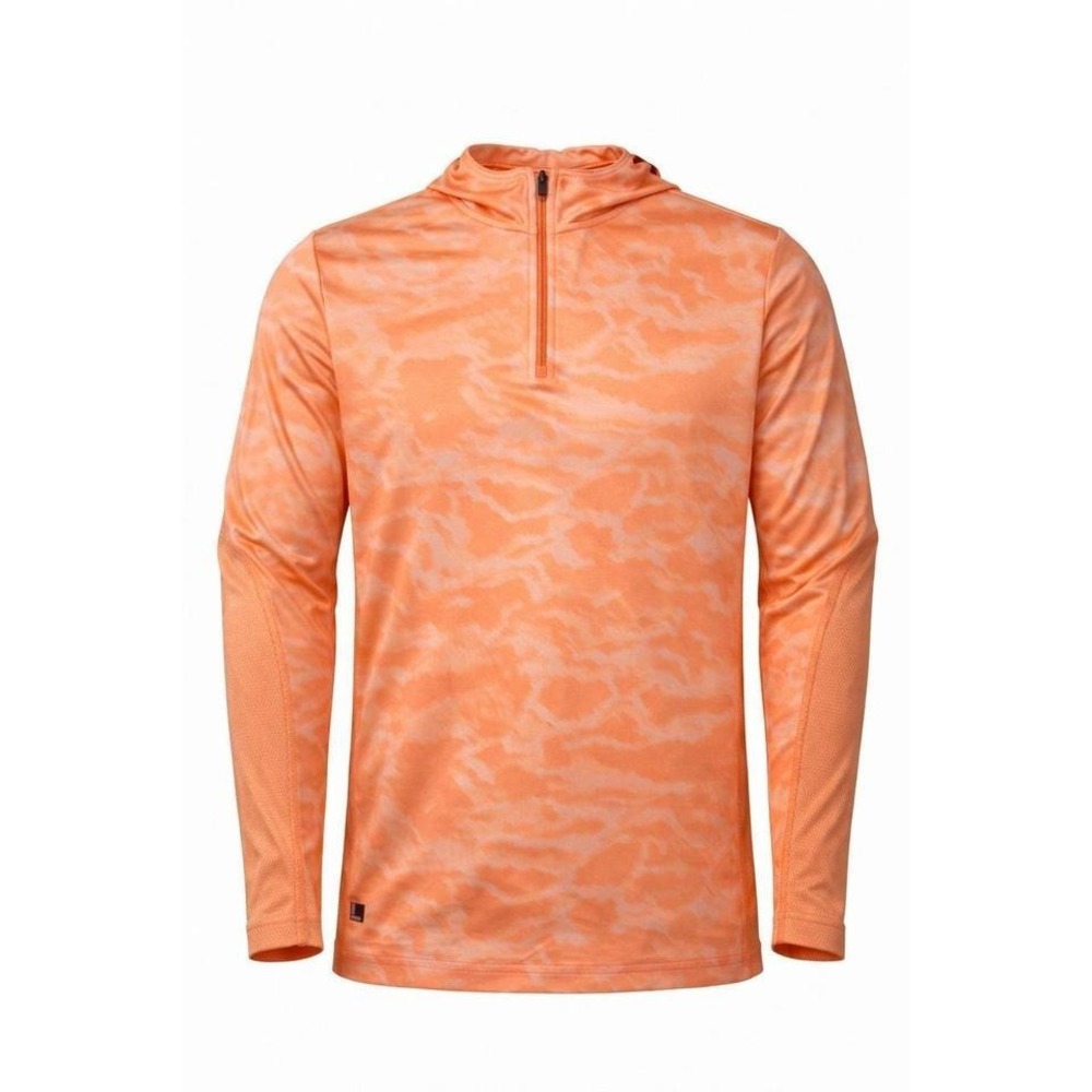 HUK Orange Camo Long Sleeve Quarter Zip Hooded Performance Shirt Women's Medium